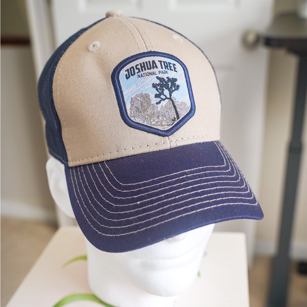 Joshua Tree Trucker Hat Baseball Cap National Park Navy Blue Tan Beige New NWOT